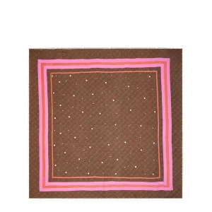 Foulard marrone con logo jacquard