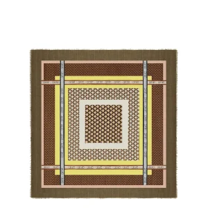 Foulard verdone ecosostenibile con stampa geometrica