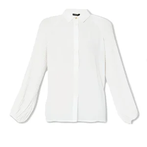 Camicia bianca ecosostenibile con maniche plissé