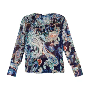 Blusa in fil coupé con stampa paisley all over