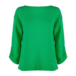 Maglia a coste “MABON” verde con scollo a barca