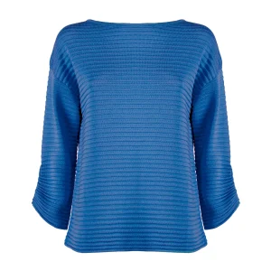 Maglia a coste “MABON” blu con scollo a barca