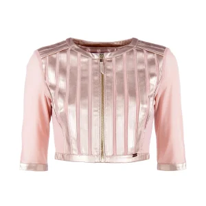 Giacca corta “NAVY” naturale in ecopelle con chiusura a zip