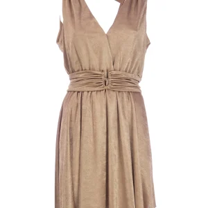 Abito corto “ANTIGUE” oro in jersey lucido