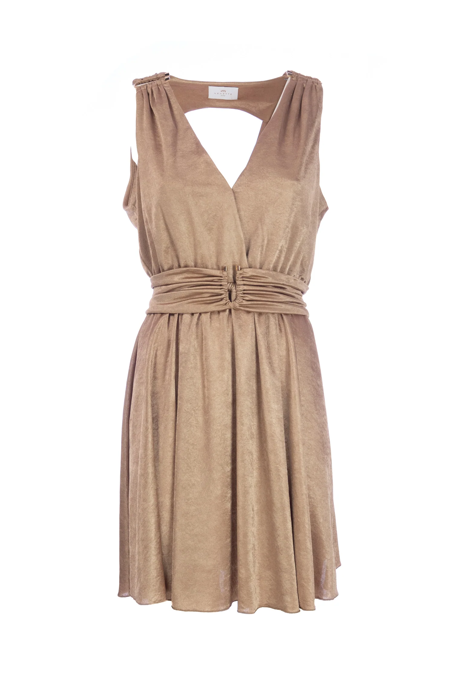 Abito corto “ANTIGUE” oro in jersey lucido - immagine 2