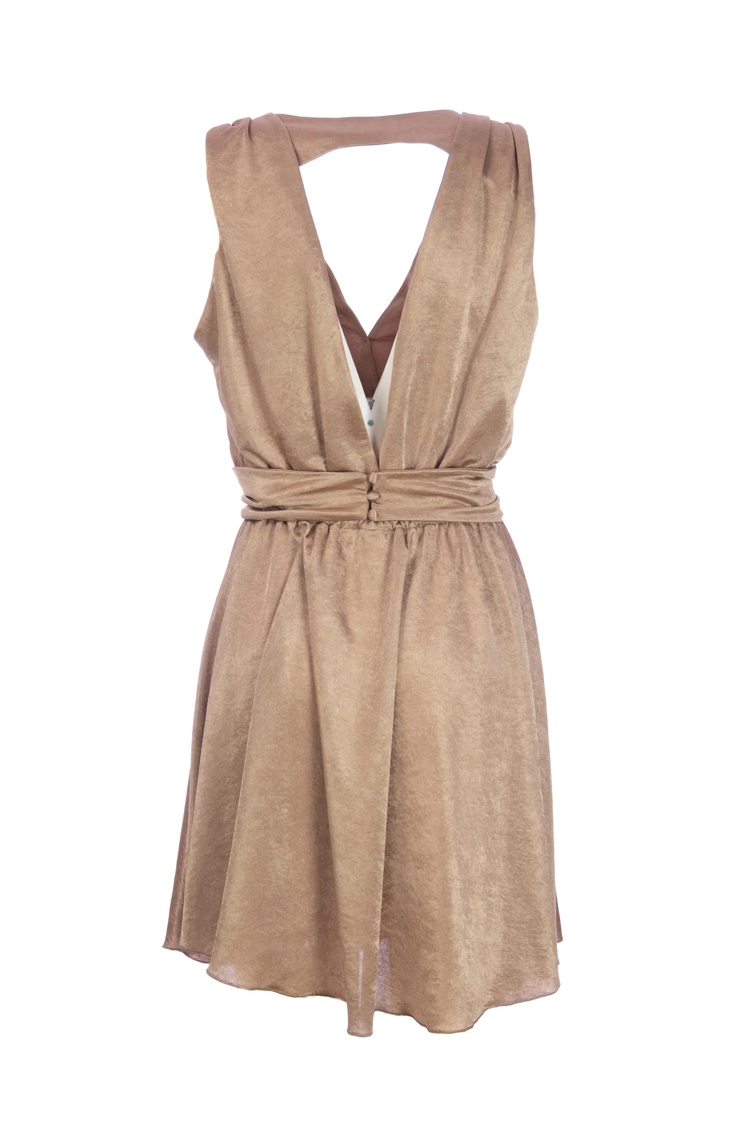 Abito corto “ANTIGUE” oro in jersey lucido - immagine 3