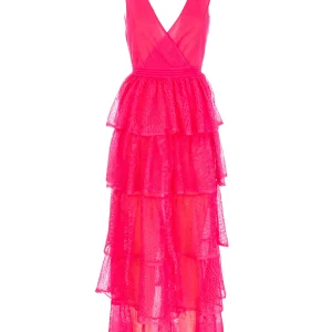 Abito lungo “TOLEDO” ibisco in maglia