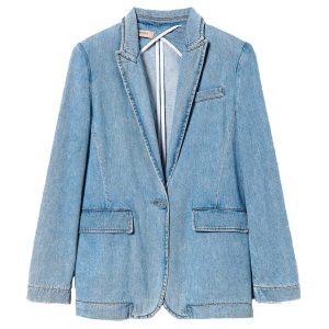 Giacca blazer sfoderata in denim stonewash