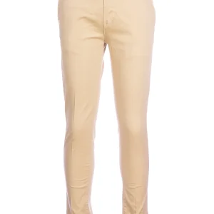 Pantalone sabbia in gabardina di cotone elasticizzato