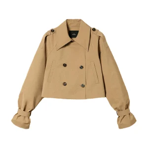 Giacca a trench marrone in gabardina