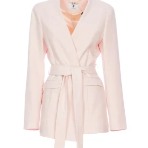 Blazer regular rosa in tessuto tecnico