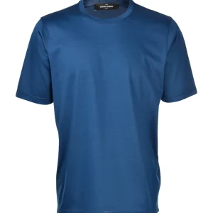 T-shirt blu in filo di Scozia
