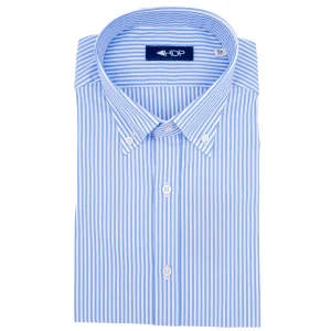 Camicia button down in cotone a righe bianche e azzurre