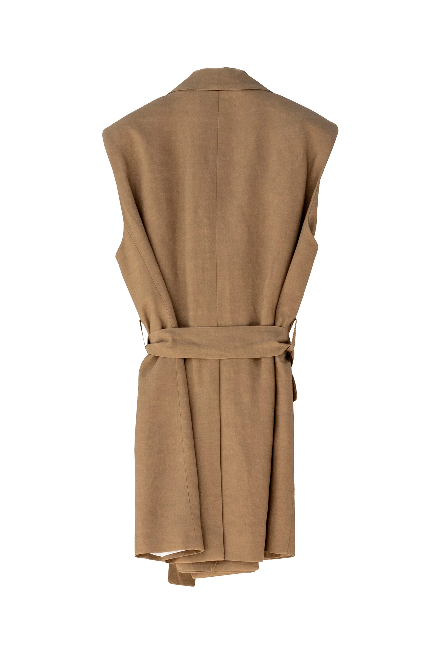 Gilet doppiopetto lungo militare senza maniche in misto lino - immagine 3