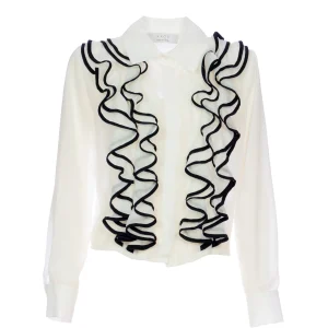 Camicia corta panna con rouches