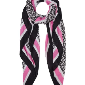 Foulard nero con stampa logo all over