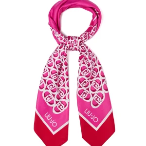 Foulard fucsia con stampa logo all over