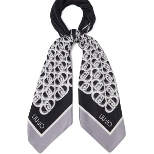 Foulard nero con stampa logo all over