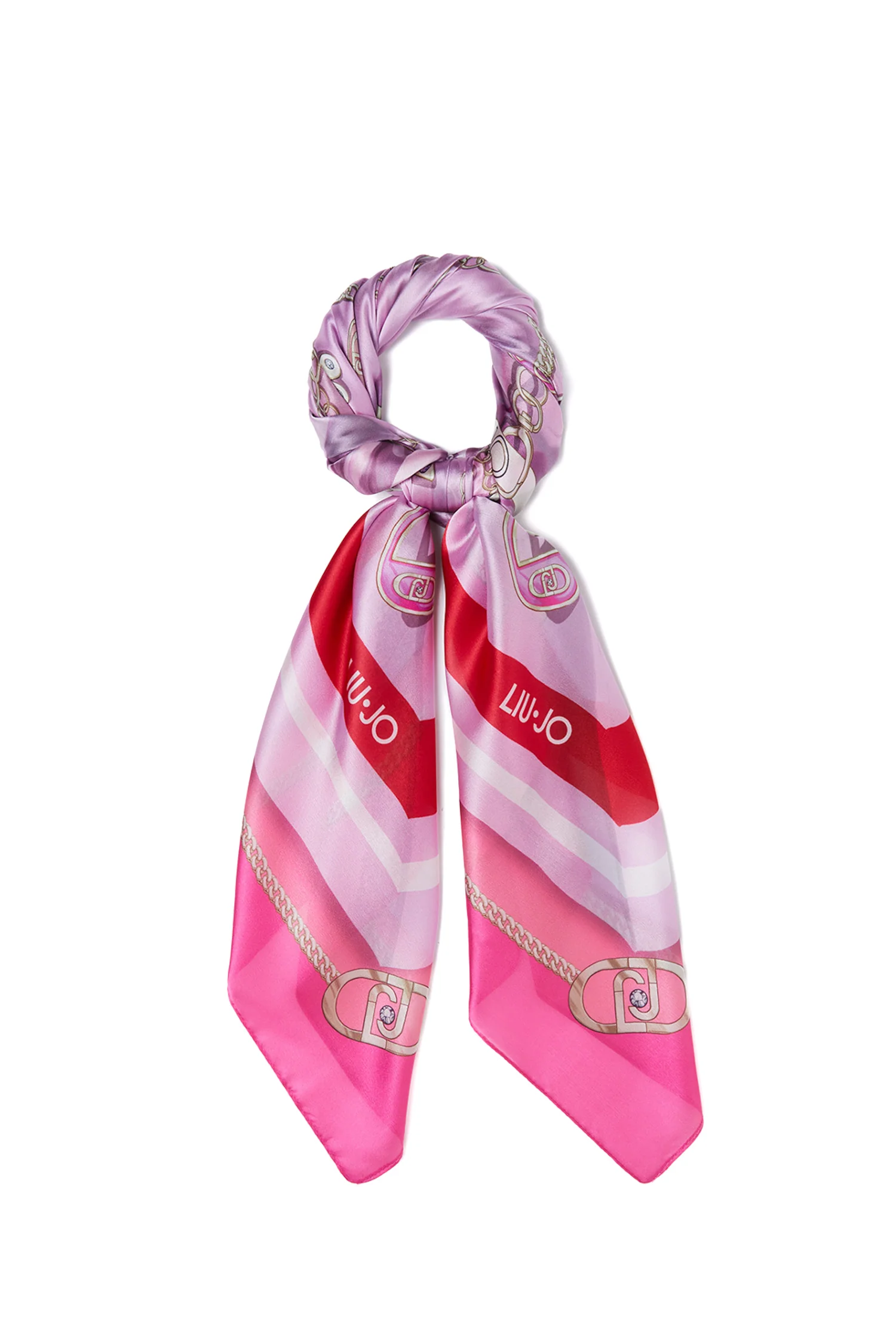 Foulard fucsia con stampa love all over - immagine 2
