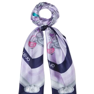 Foulard blu scuro con stampa love all over