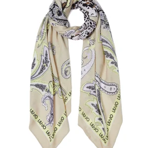 Foulard natural jacquard con stampa