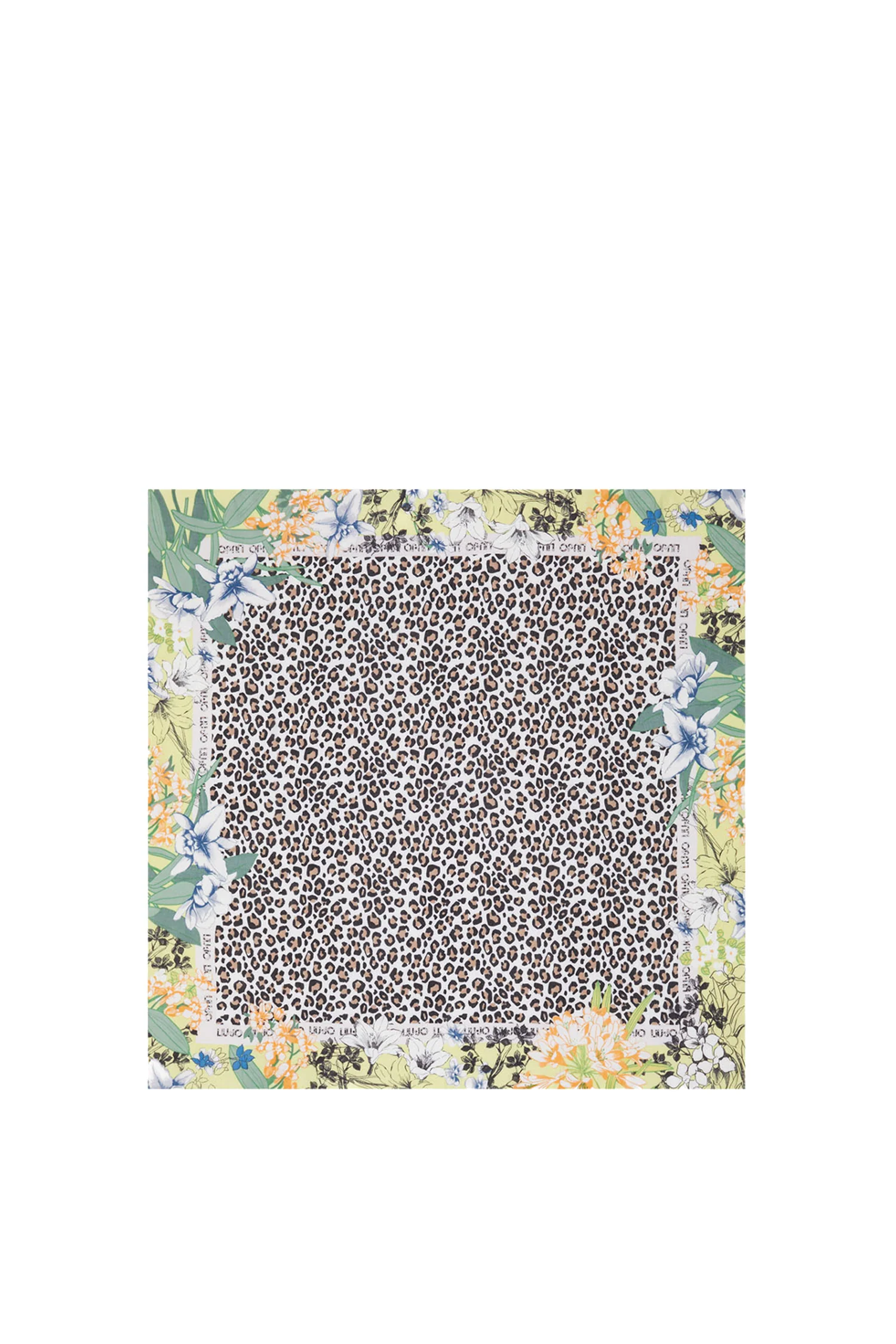 Foulard giallo con stampa floreale animalier - immagine 3