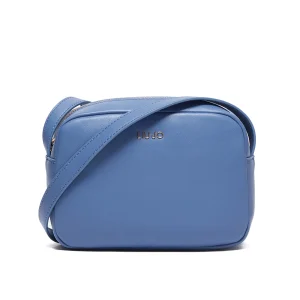 Borsa a tracolla blu con logo lettering