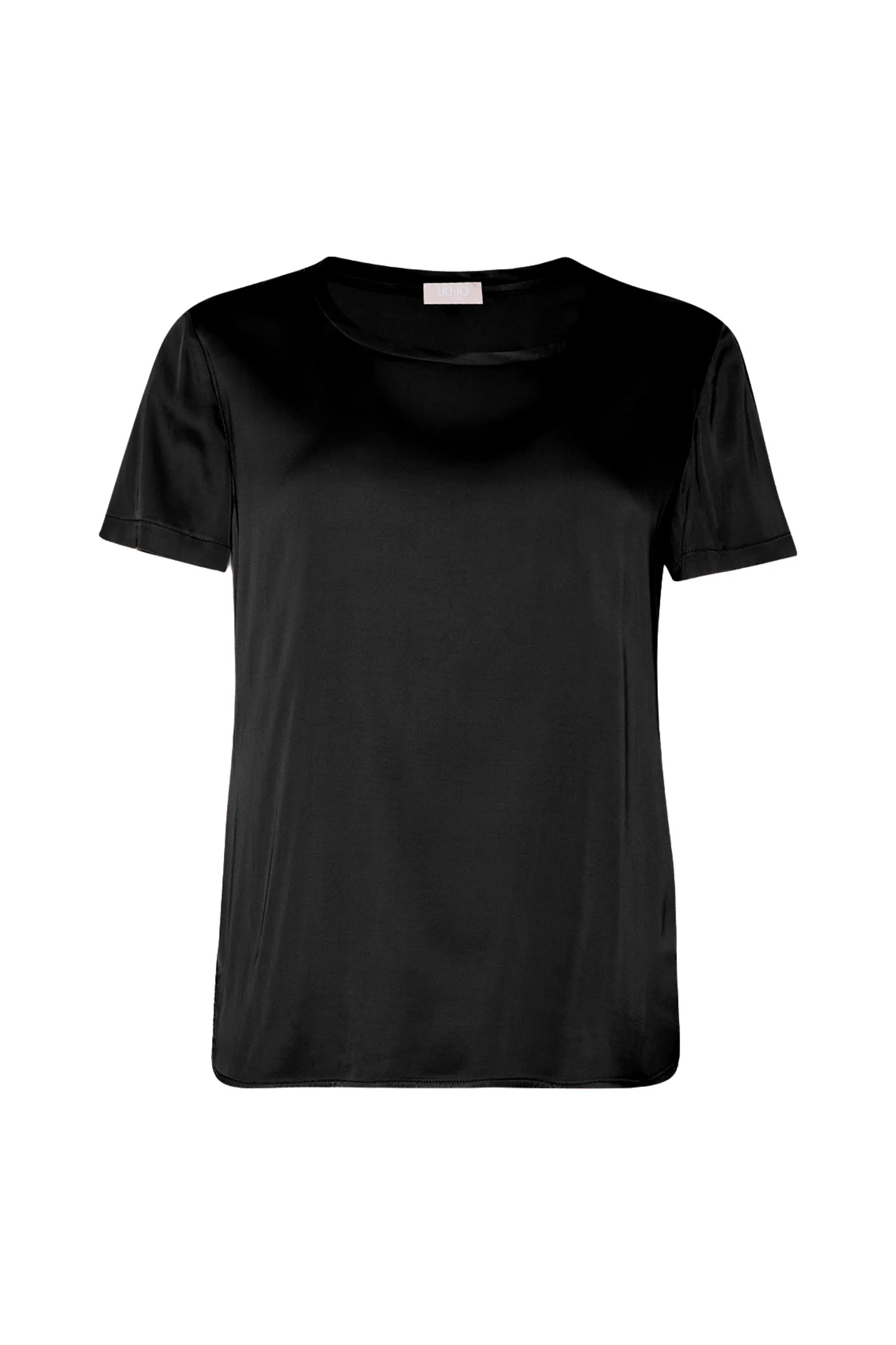 T-shirt nera in raso