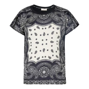 T-shirt nera con stampa bandana frontale