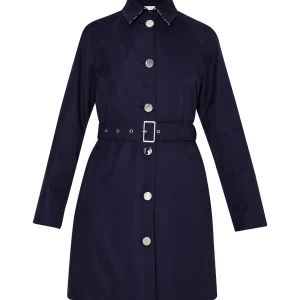 Trench blu con cintura