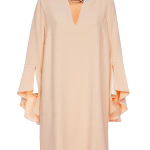 Abito corto rosa in crêpe cady