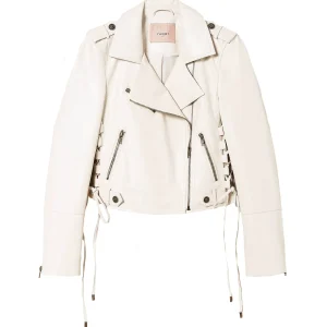 Giacca chiodo bianco neve effetto pelle