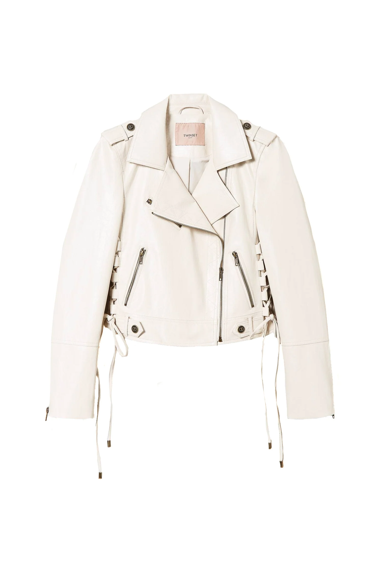 Giacca chiodo bianco neve effetto pelle