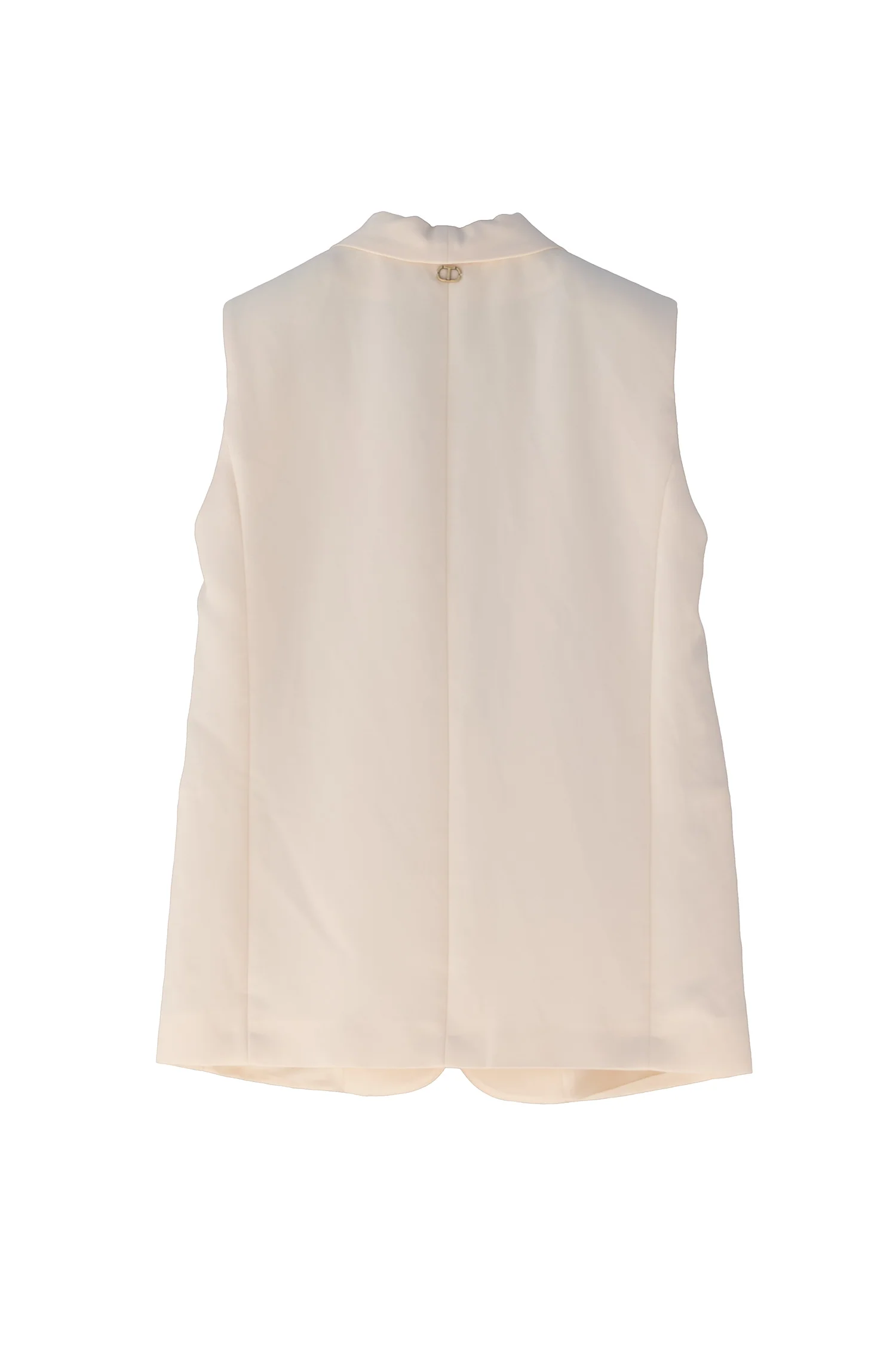 Gilet beige parchment in misto lino con revers a scialle - immagine 3