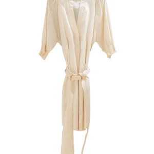 Abito corto chemisier beige parchment in popeline