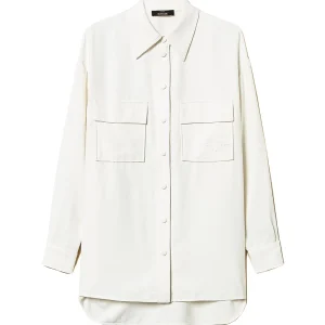 Camicia bianco sugar in crêpe piquet