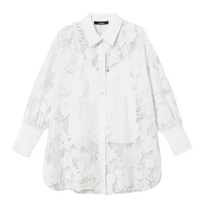 Camicia bianco “papers” in organza fil coupé