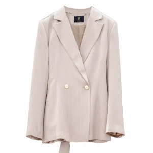 Blazer regular doppiopetto oro in raso con strass e fusciacca