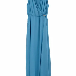 Abito senza maniche lungo cielo scuro con lurex