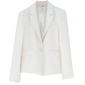 Blazer regular monopetto crema con strass
