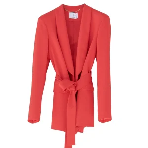 Blazer regular rosso con fusciacca in vita