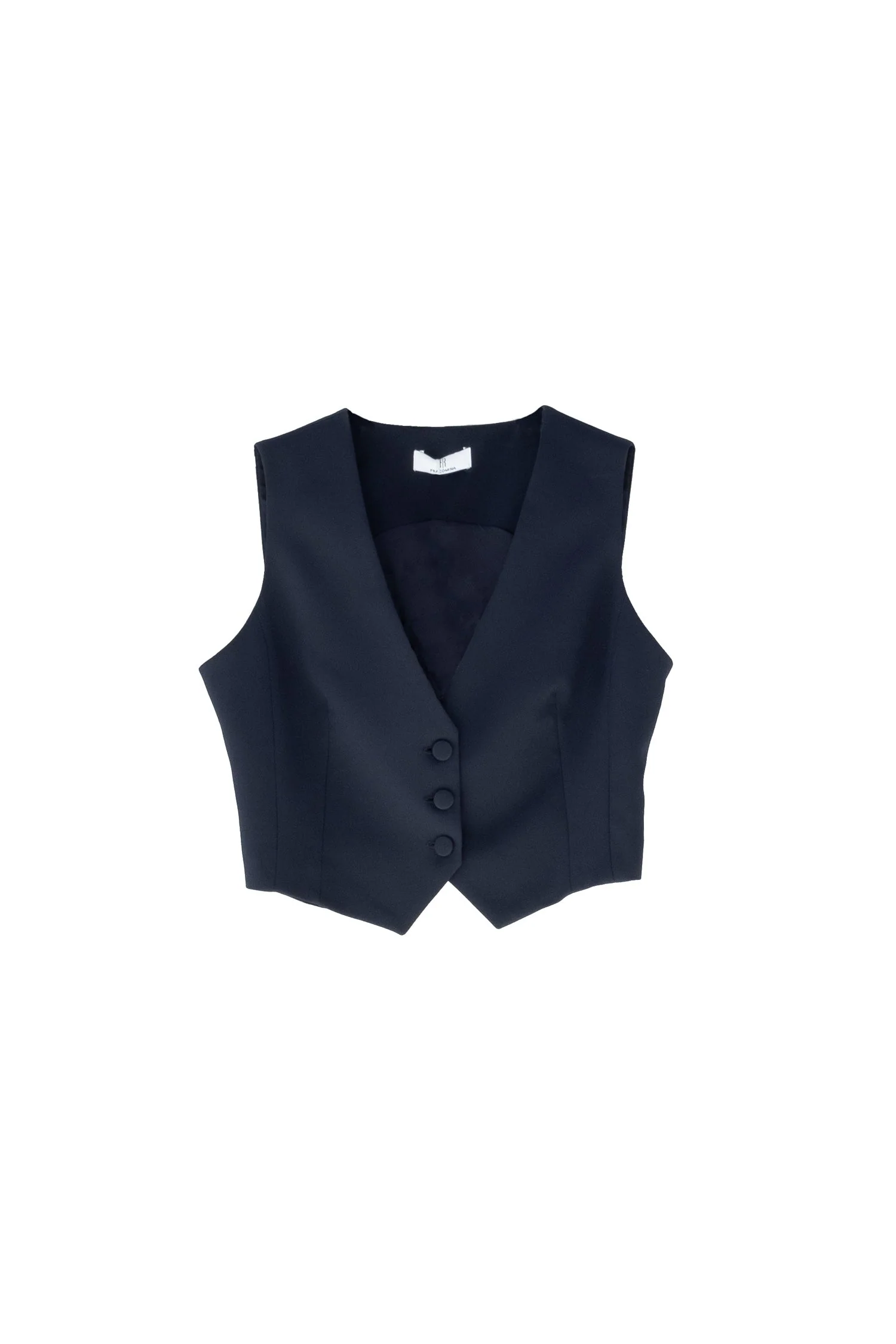 Gilet cropped blu scuro in tessuto elegante