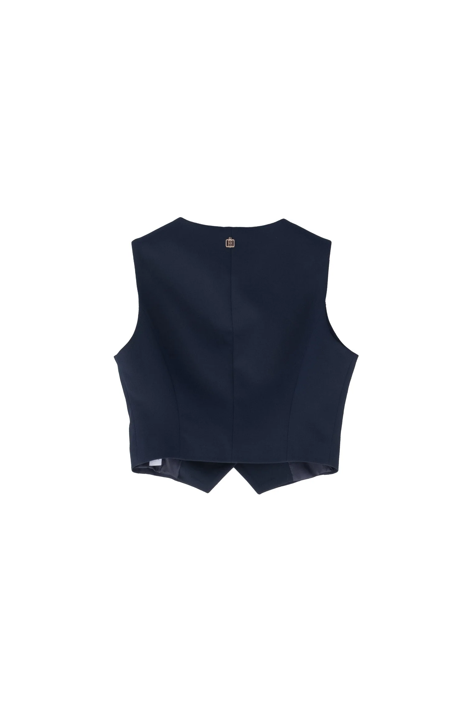 Gilet cropped blu scuro in tessuto elegante - immagine 3