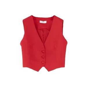 Gilet cropped rosso in tessuto elegante