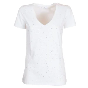 T-shirt slim bianca in jersey di cotone stretch