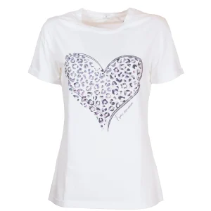 T-shirt slim bianca in jersey di cotone stretch