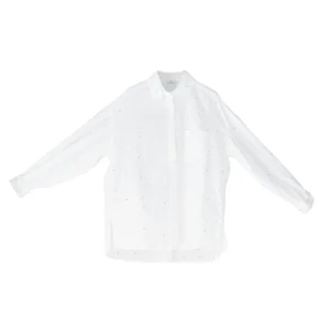 Camicia over bianca in popeline con strass