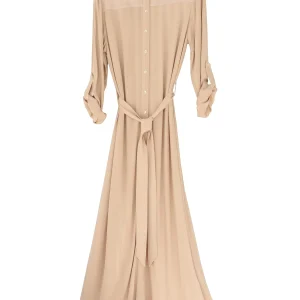 Abito chemisier regular midi beige in viscosa