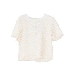 Blusa burro in tessuto fluido con motivo floreale