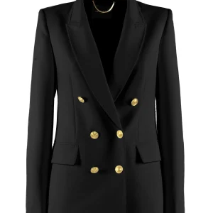 Giacca doppiopetto “Baila” nera in cady